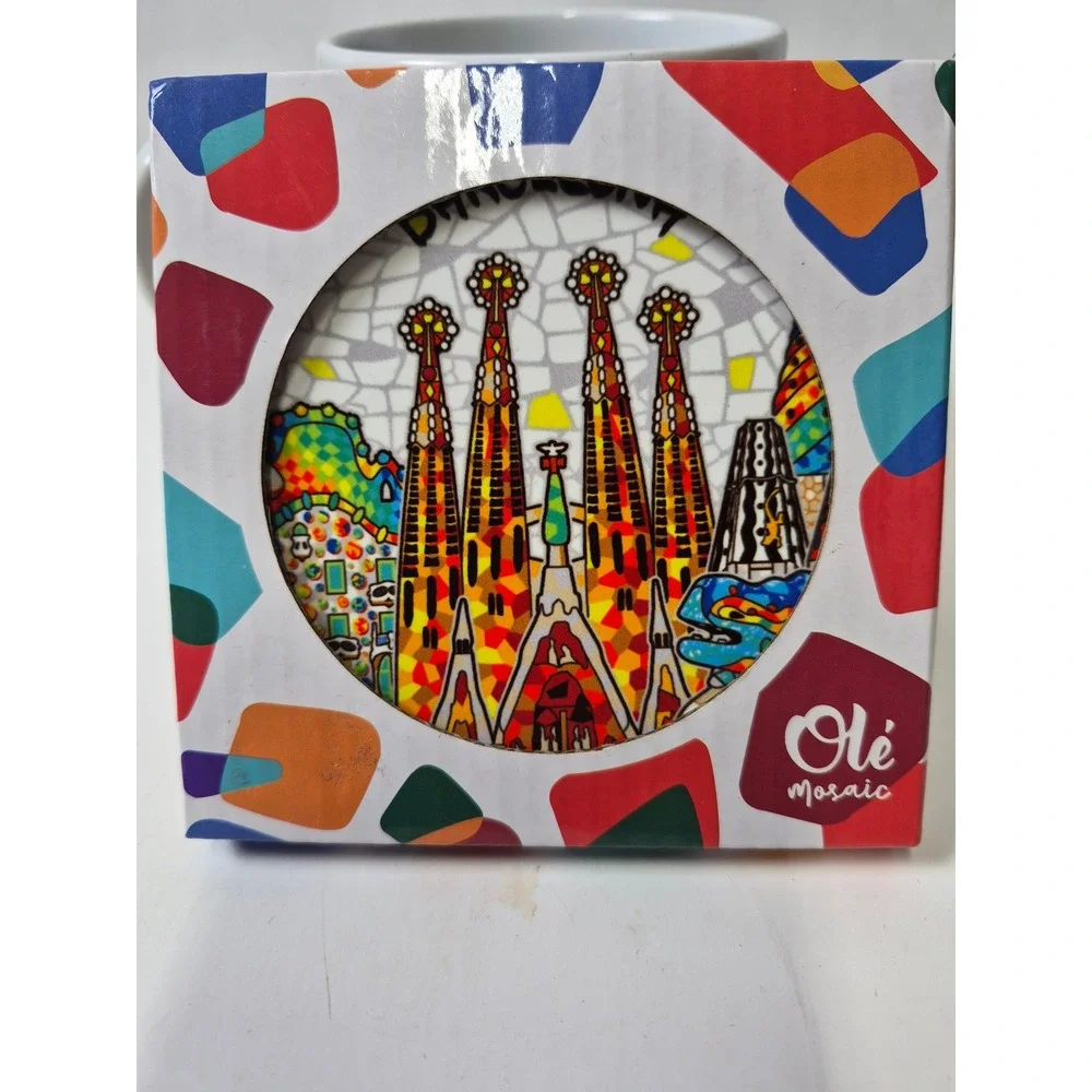 Ole Mosaic Barcelona Ceramic Coaster Sagrada Familia Gaudi Souvenir Spain New